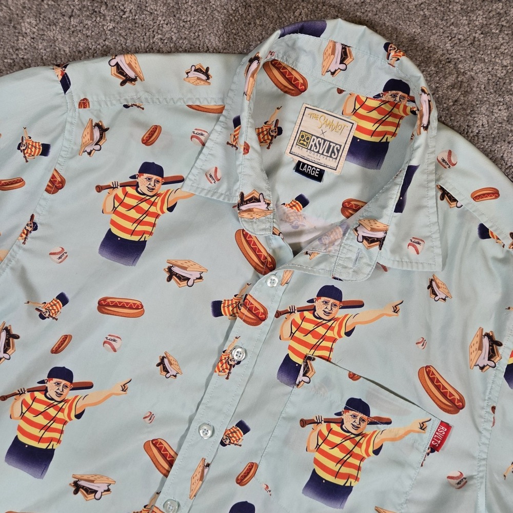 RSVLTS Shirt Mens Large Blue The Sandlot Great Hambino Hawaiian Baseball Movie